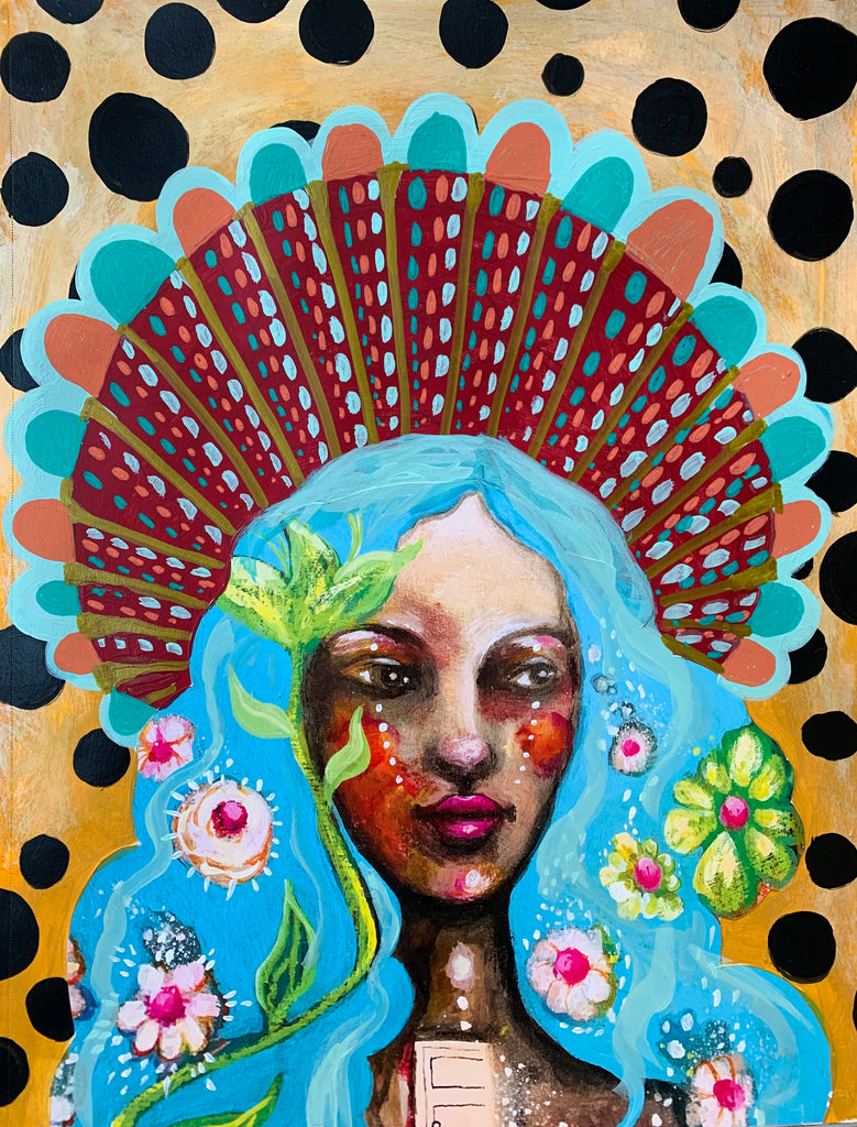 Queen of Tuequoise Remix, original painting.