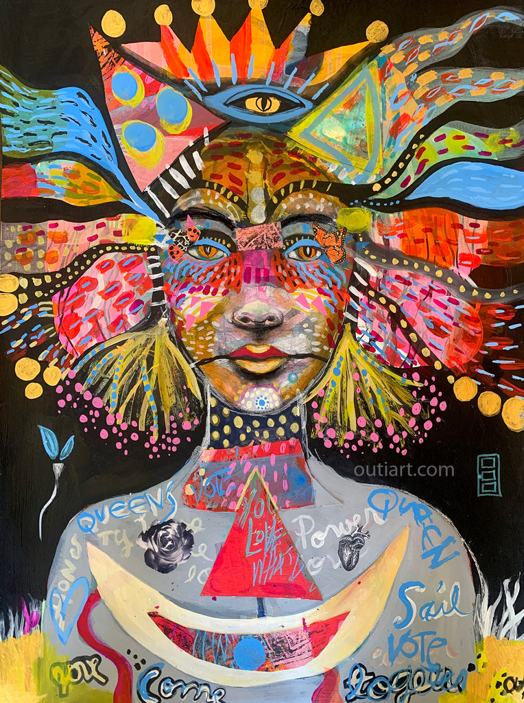 Cat Lady Votes, original painting