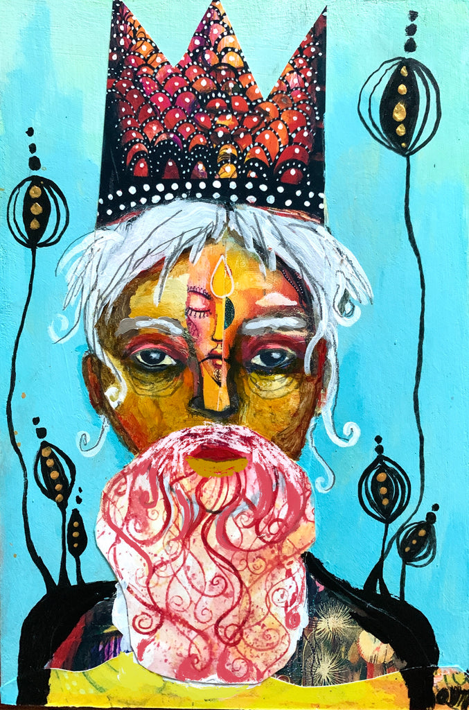 Day 23, Old Interpreter Learning New Things, original collage/painting