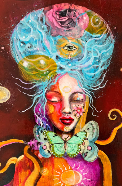 Cosmic Dreamer, small print on wood