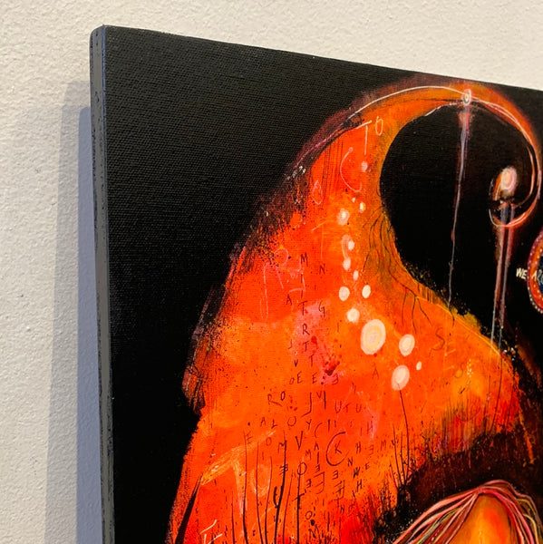 Butterfly Girl, print on wood