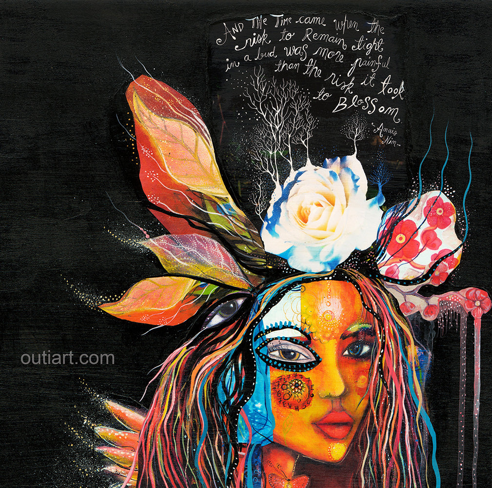 Blossoming, print on wood