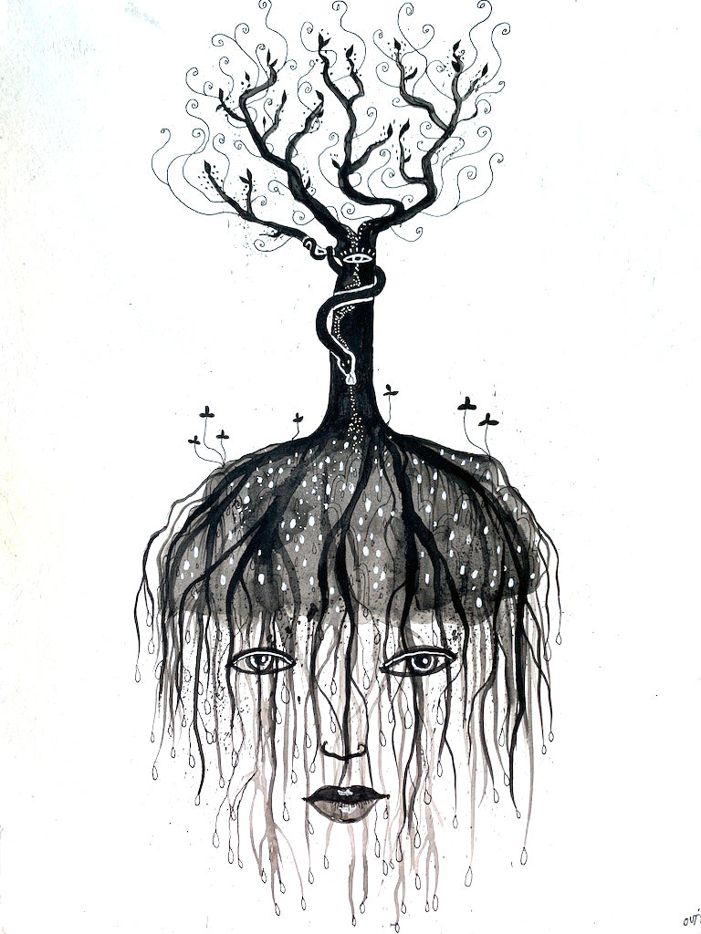 In The Beginning, original painting art paper