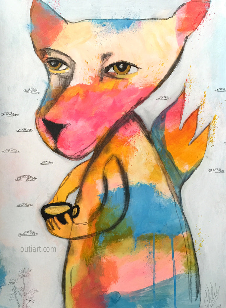 Angel of Coffee, original painting.