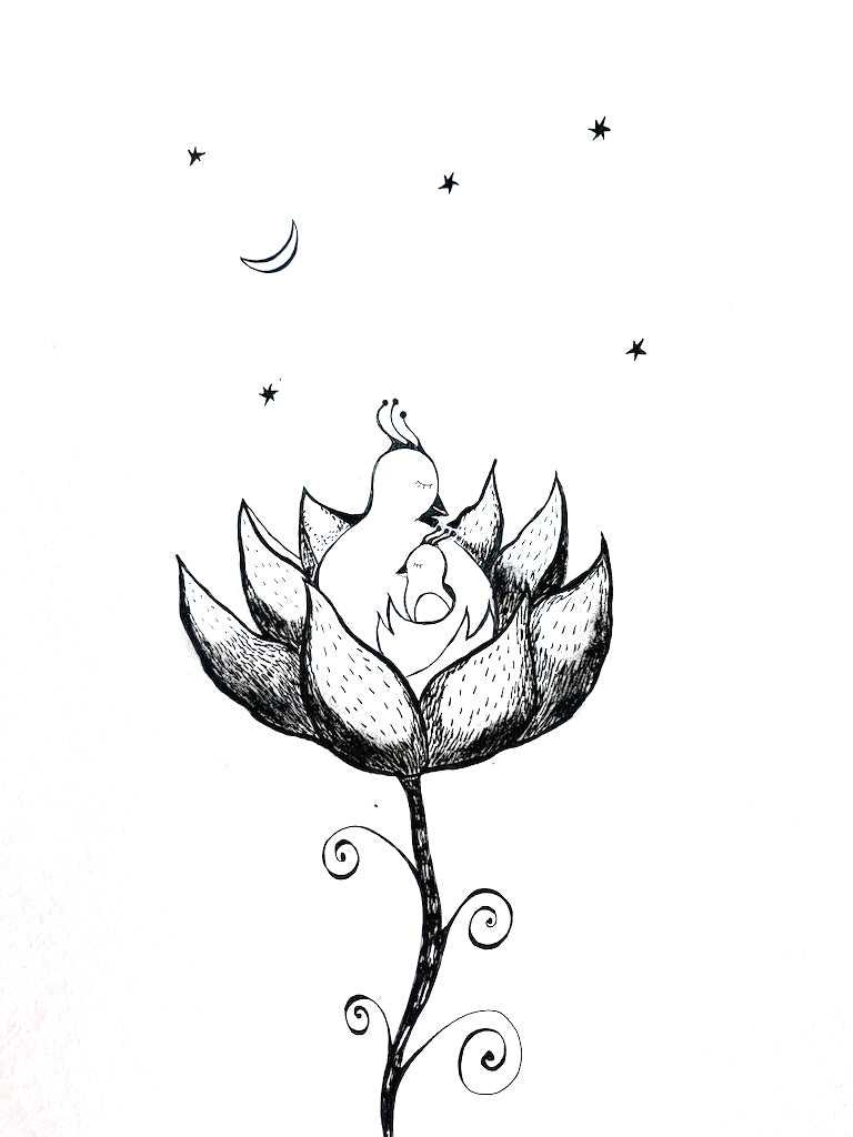 Bed Time, original painting art paper