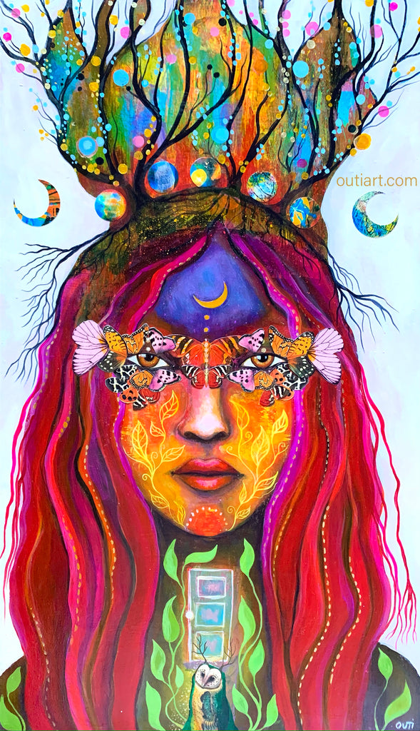 Butterfly Medicine, print on wood