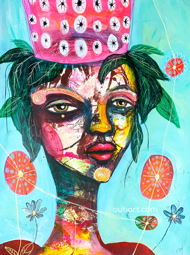 Closer #2, original painting art paper