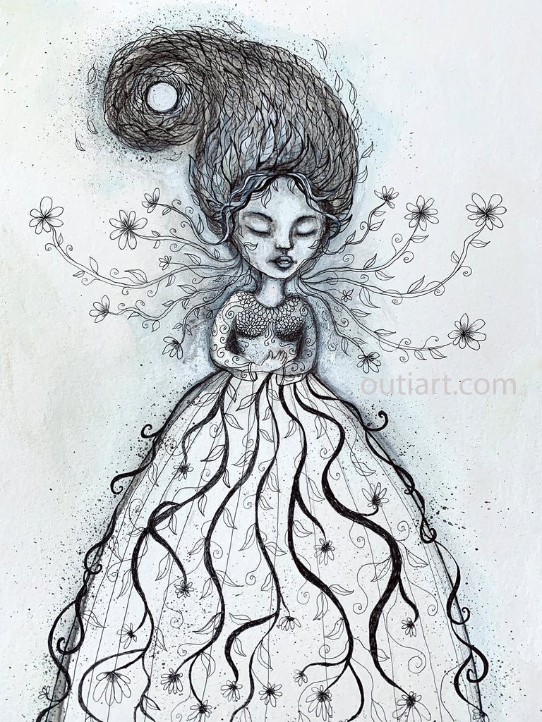 Coming Home, original painting art paper