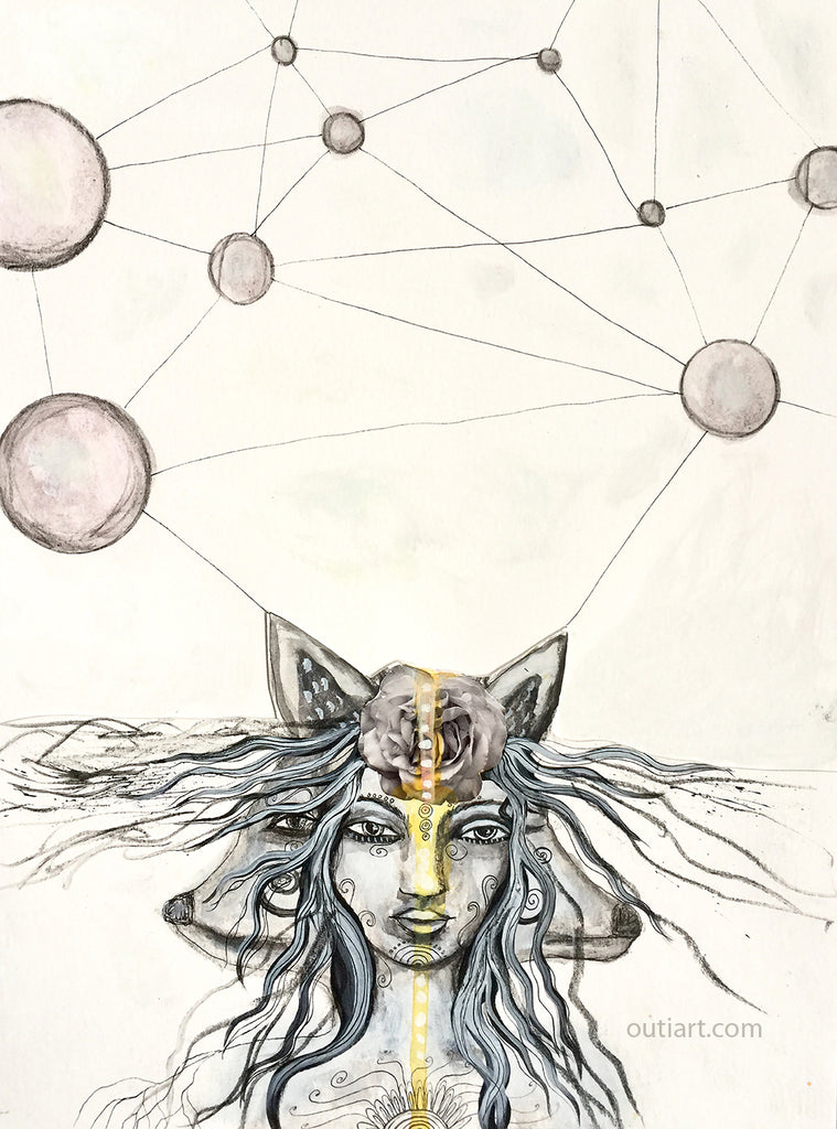 Connection, original painting art paper