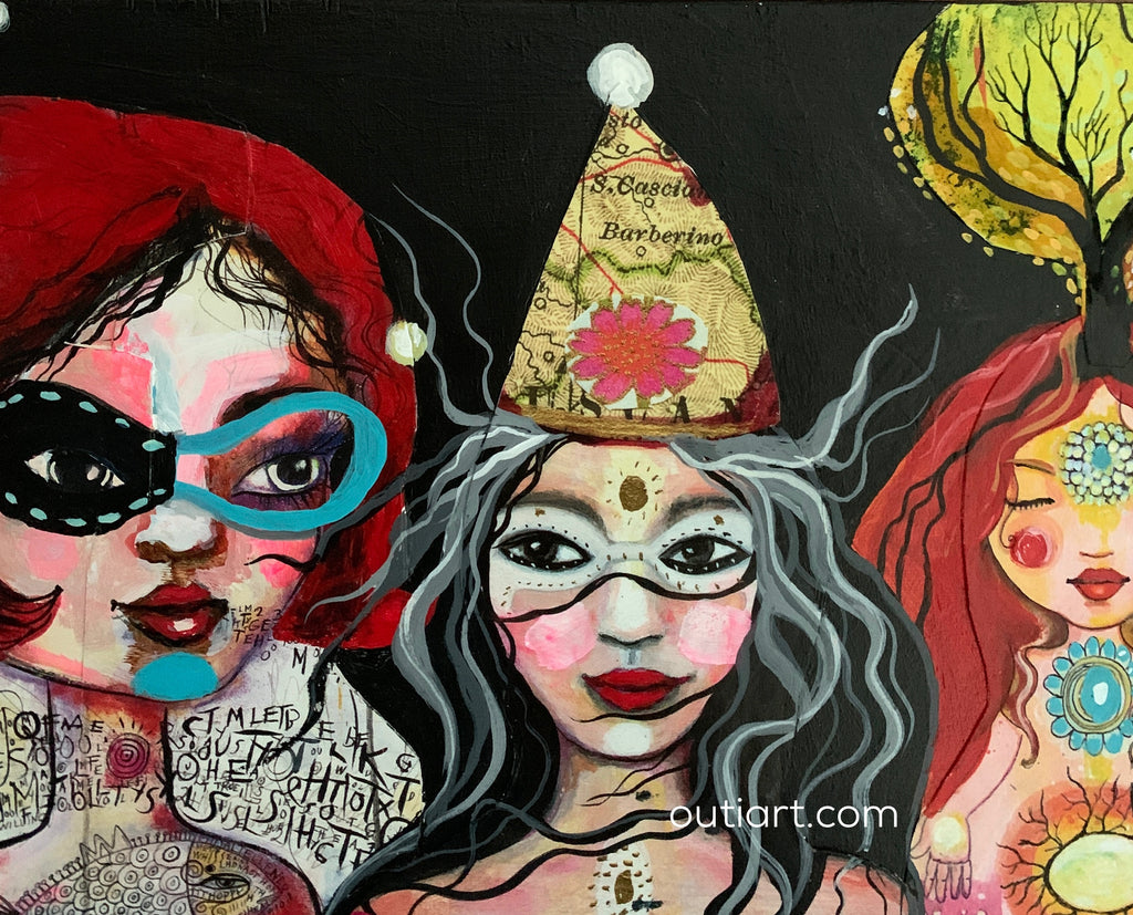 Meeting of the Council, Original Collage Painting