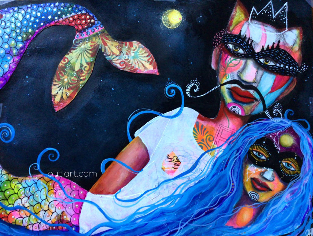 Mer Couple, original painting.