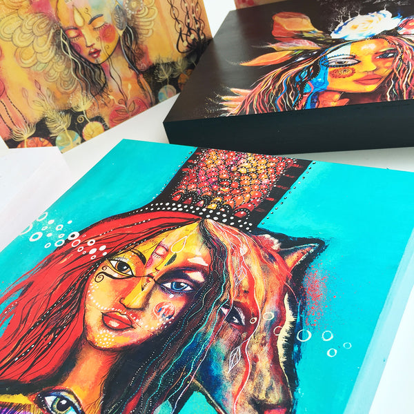 Medicine Woman, print on wood