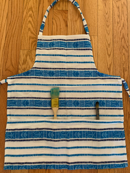 Apron White & Blue