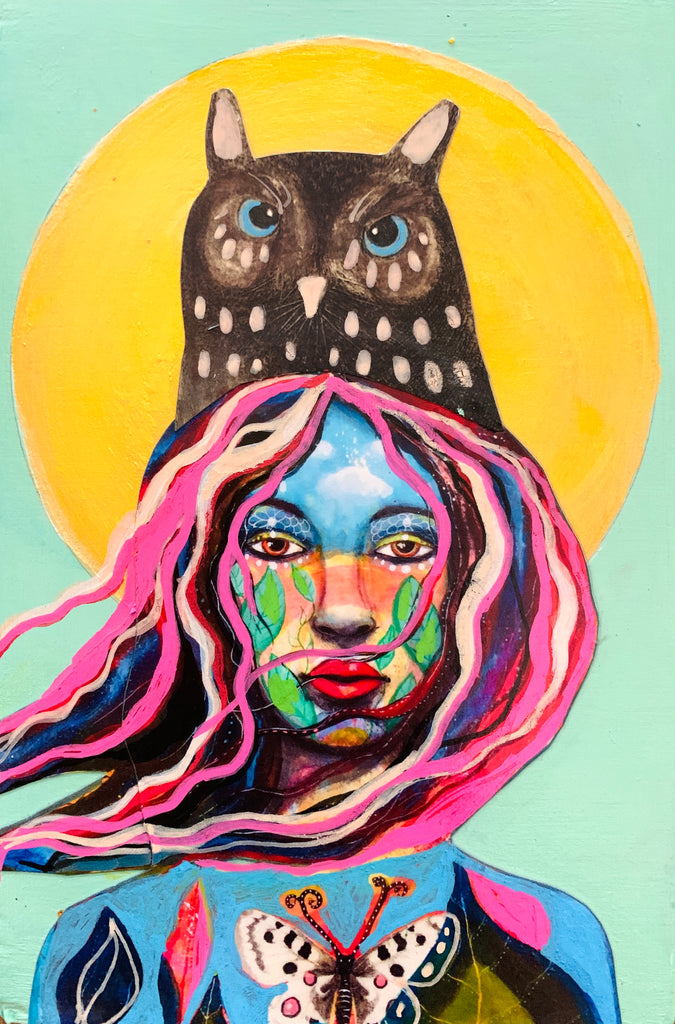 New Journey, original collage/painting.