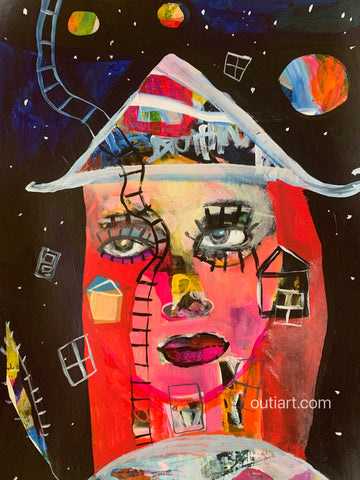 Earthly House & Universe, original painting.