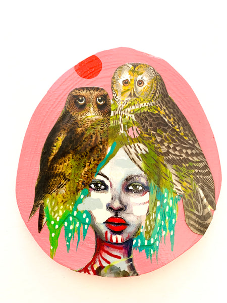 Queen of the Pink Night, original mini painting