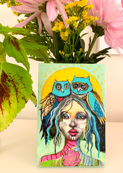 Growing Wisdom, original collage/painting.