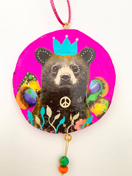 For Peace , Original Collage Ornament.