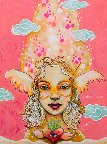 Dreams of the Heart, original collage/painting.