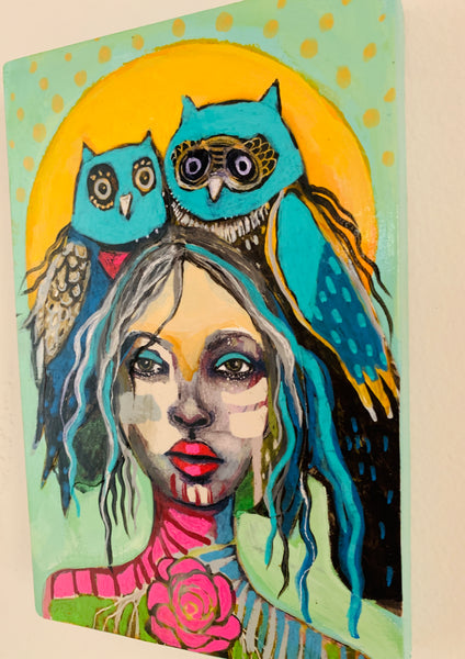 Growing Wisdom, original collage/painting.