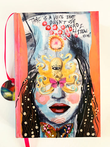 Listen, hand-painted Journal/Sketchbook