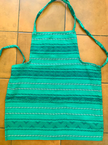 Apron Green with Green Stripes