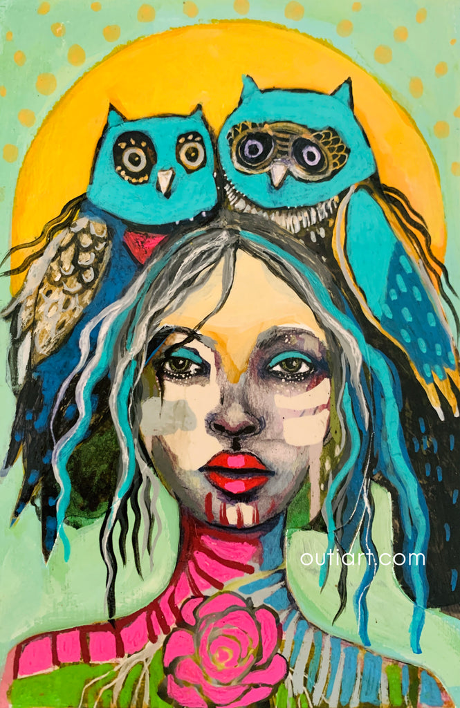 Growing Wisdom, original collage/painting.