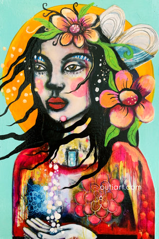 Let There Be Light, original collage/painting.