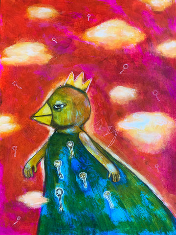 Queen with a Mission, original painting art paper