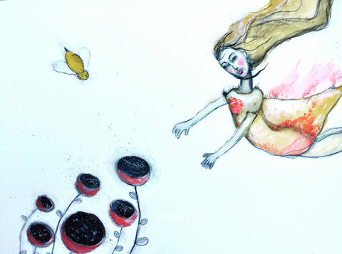 Diving for It, original painting.