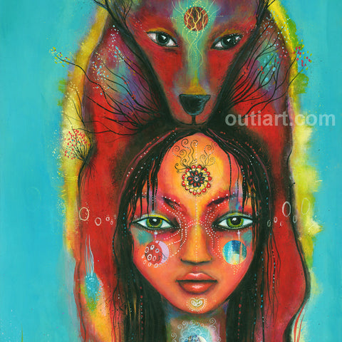 Wolf Girl, art tile